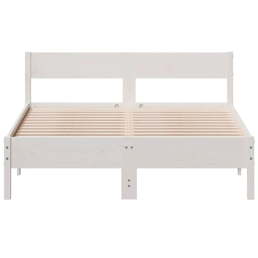 Cadre de lit sans matelas blanc 150x200 cm bois de pin massif - 4
