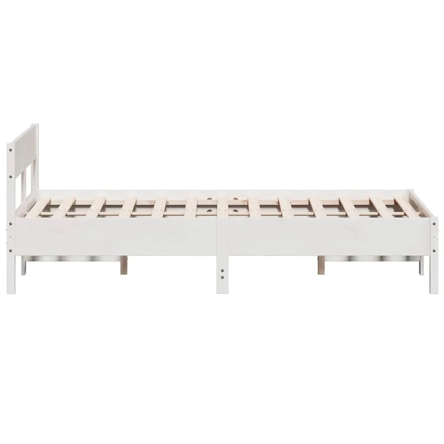 Cadre de lit sans matelas blanc 150x200 cm bois de pin massif - 5