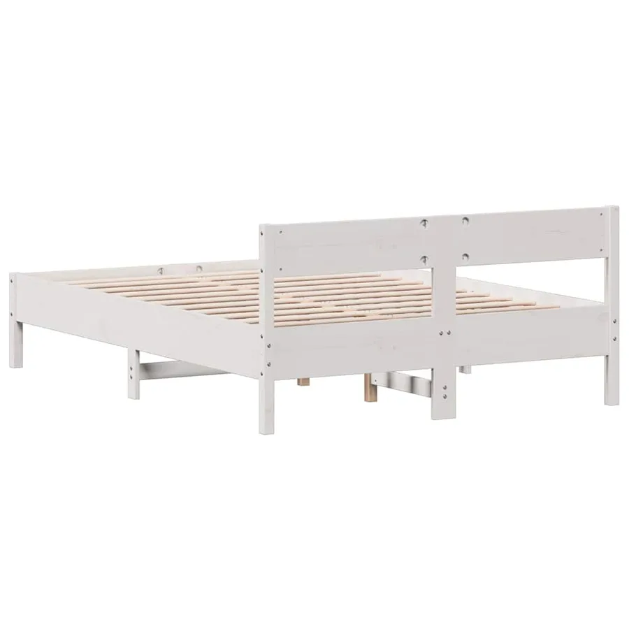 Cadre de lit sans matelas blanc 150x200 cm bois de pin massif - 6