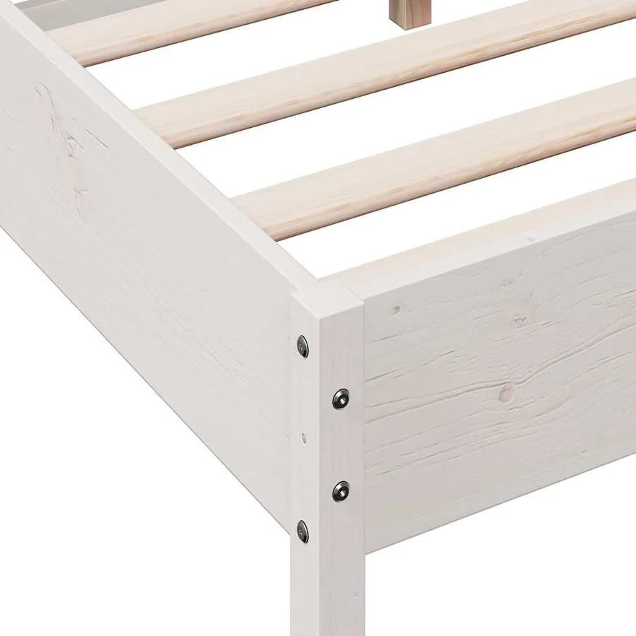 Cadre de lit sans matelas blanc 150x200 cm bois de pin massif - 7