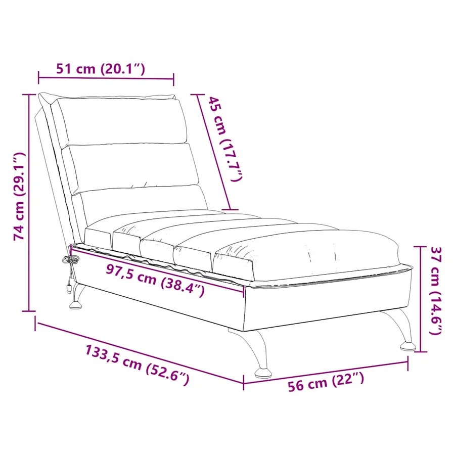 Chaise longue de massage avec coussins noir tissu - 11