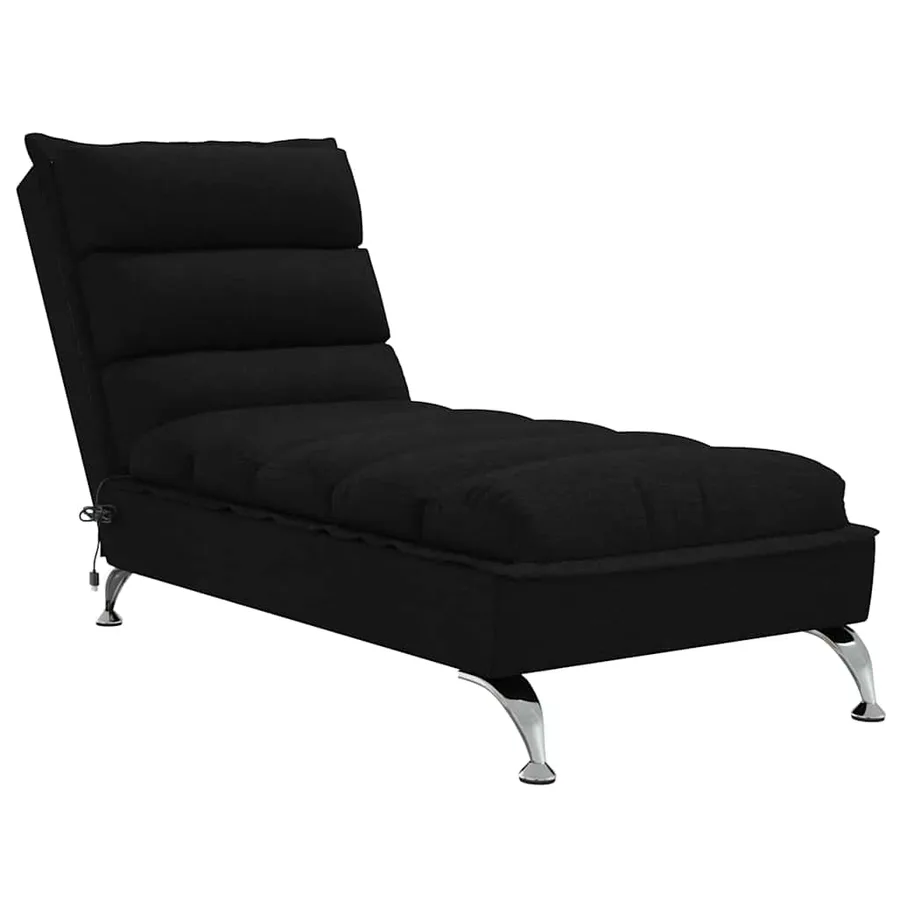 Chaise longue de massage avec coussins noir tissu - 2