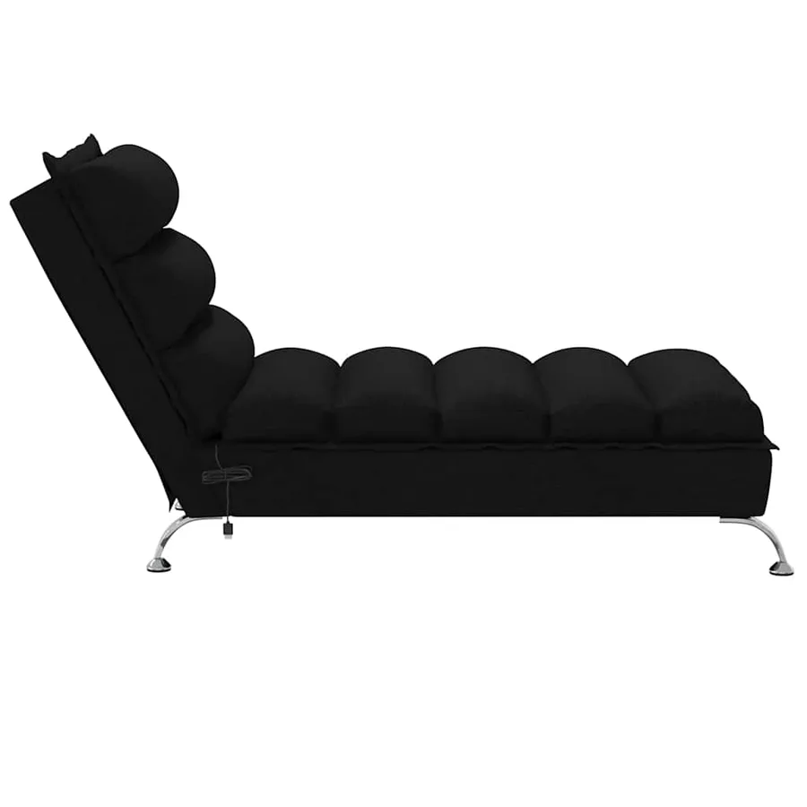 Chaise longue de massage avec coussins noir tissu - 5