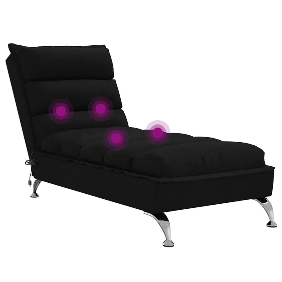 Chaise longue de massage avec coussins noir tissu - 7