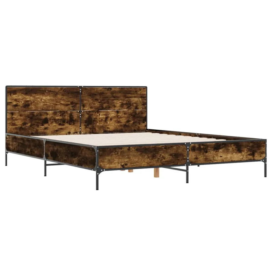 Cadre de lit sans matelas chêne fumé 120x200 cm - 3