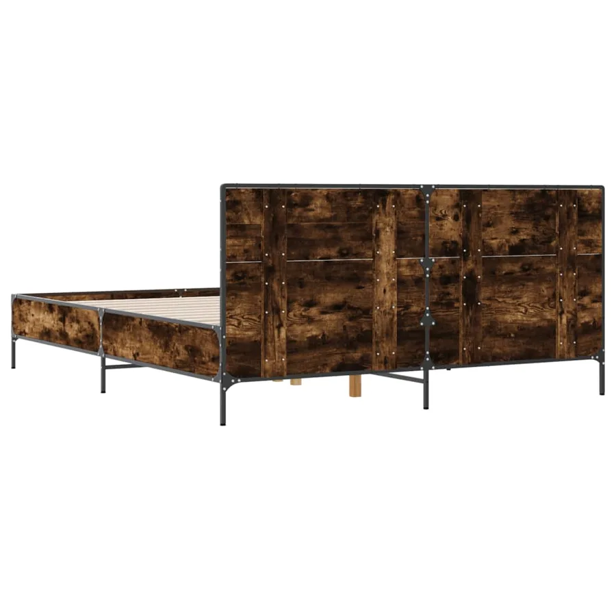 Cadre de lit sans matelas chêne fumé 120x200 cm - 6