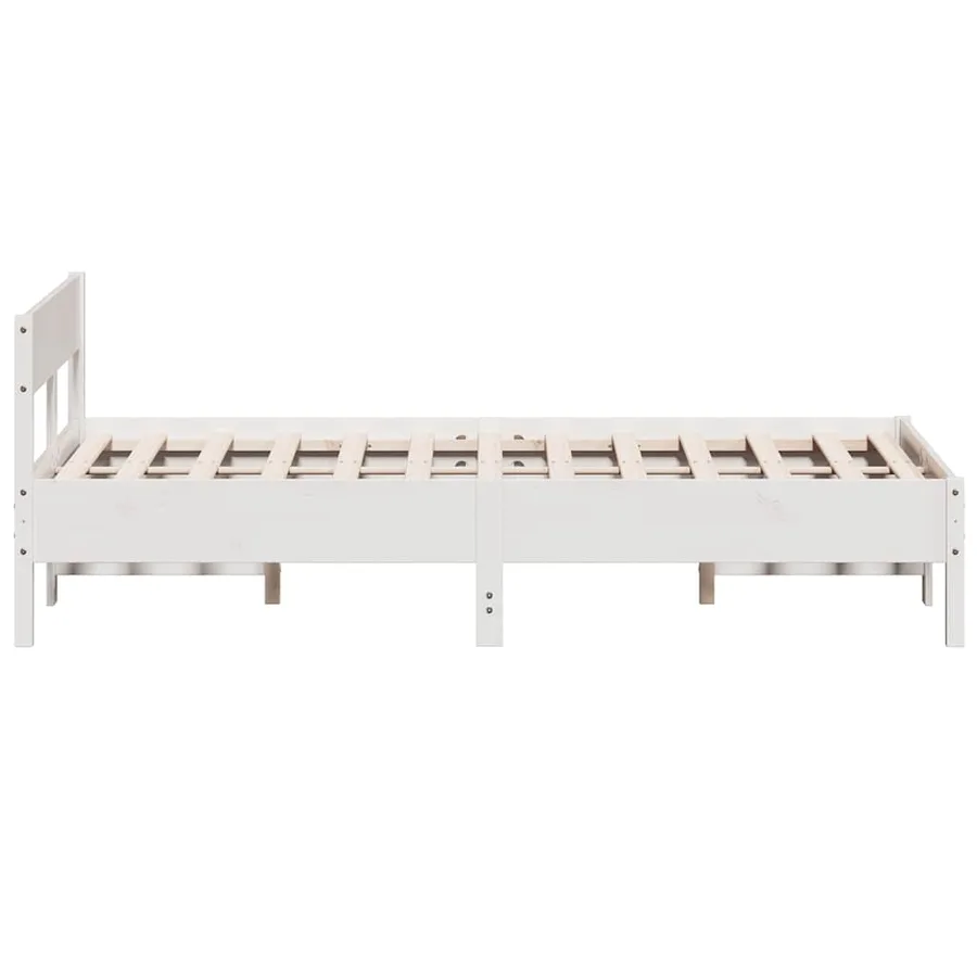 Cadre de lit sans matelas blanc 140x200 cm bois de pin massif - 5