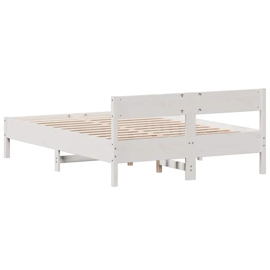 Cadre de lit sans matelas blanc 140x200 cm bois de pin massif - 6