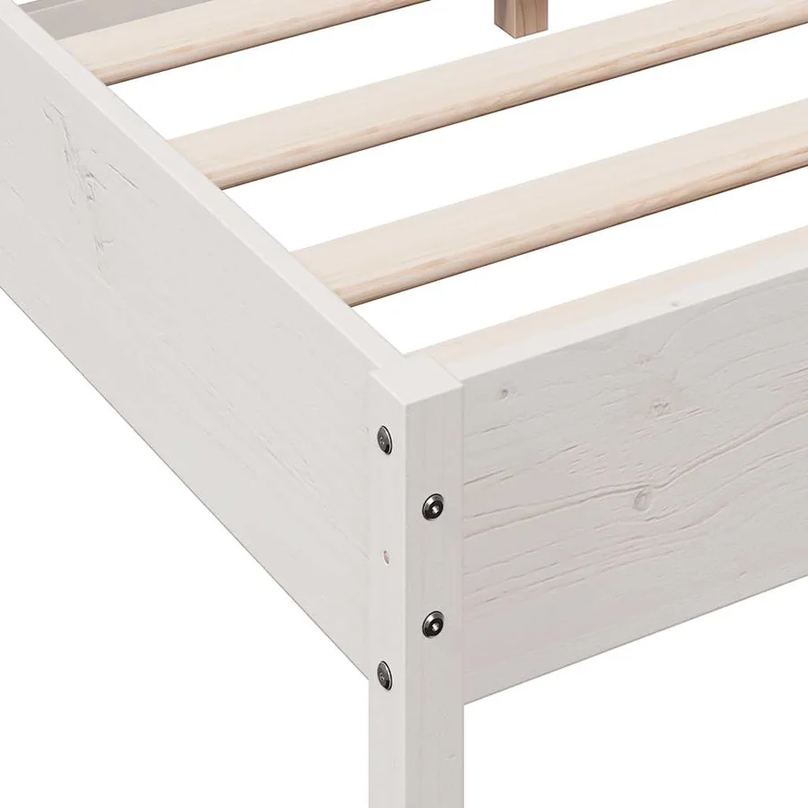 Cadre de lit sans matelas blanc 140x200 cm bois de pin massif - 7
