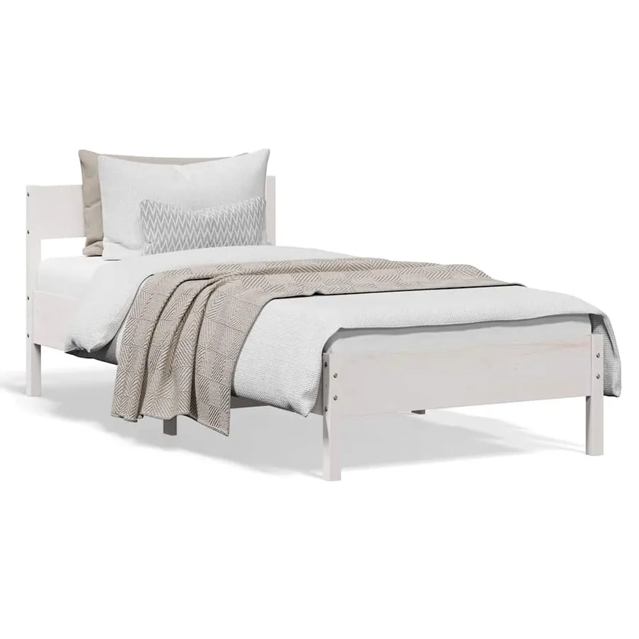 Cadre de lit sans matelas blanc 90x190 cm bois de pin massif - 2