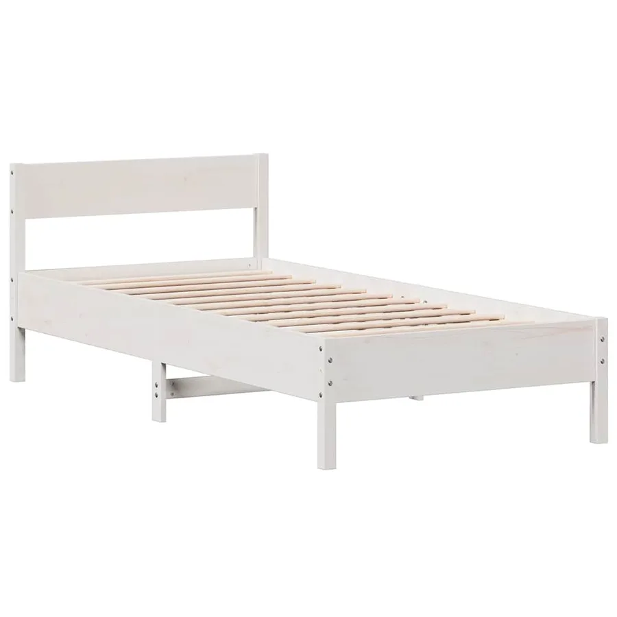Cadre de lit sans matelas blanc 90x190 cm bois de pin massif - 3