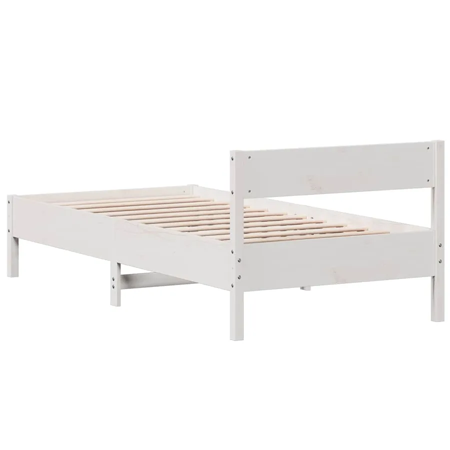 Cadre de lit sans matelas blanc 90x190 cm bois de pin massif - 6