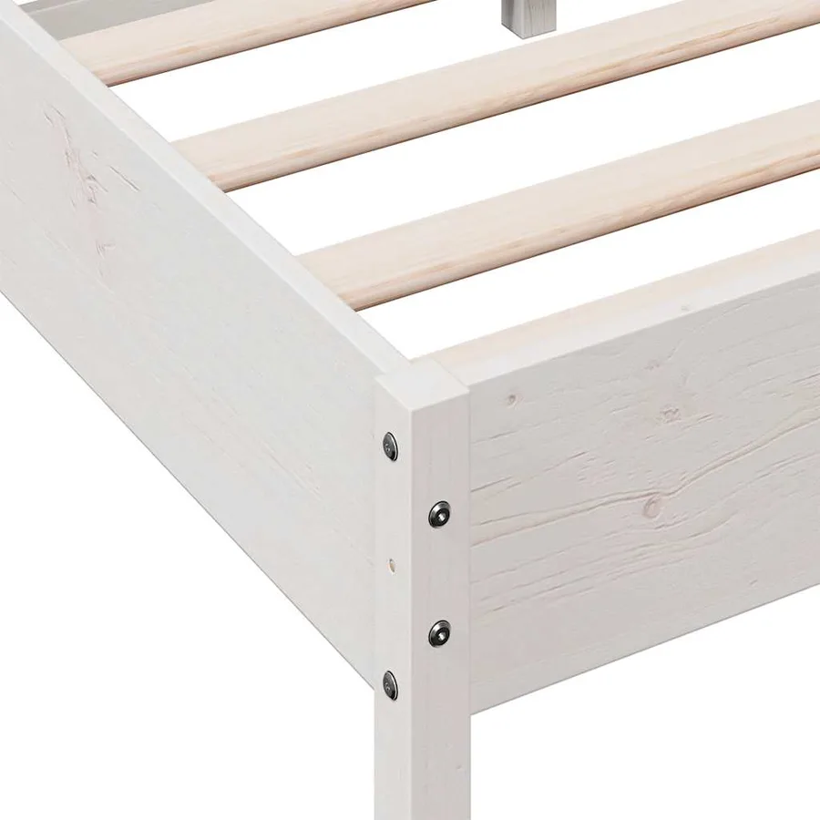 Cadre de lit sans matelas blanc 90x190 cm bois de pin massif - 7