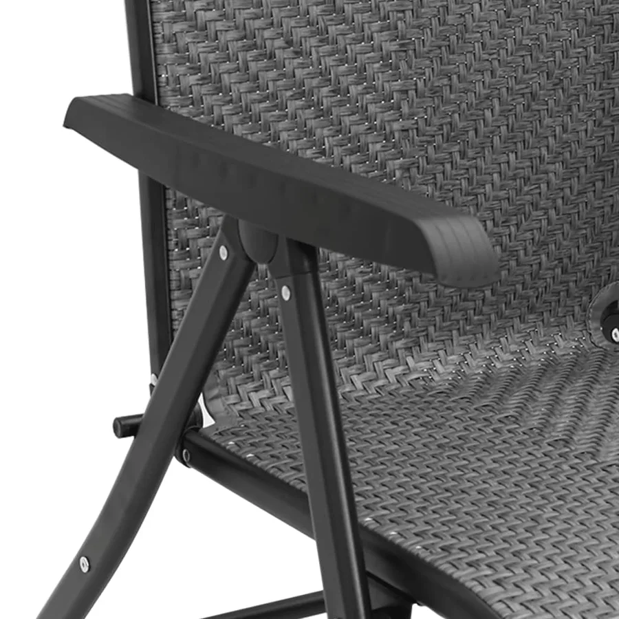 Chaises pliables de jardin lot de 8 gris résine tressée - 10