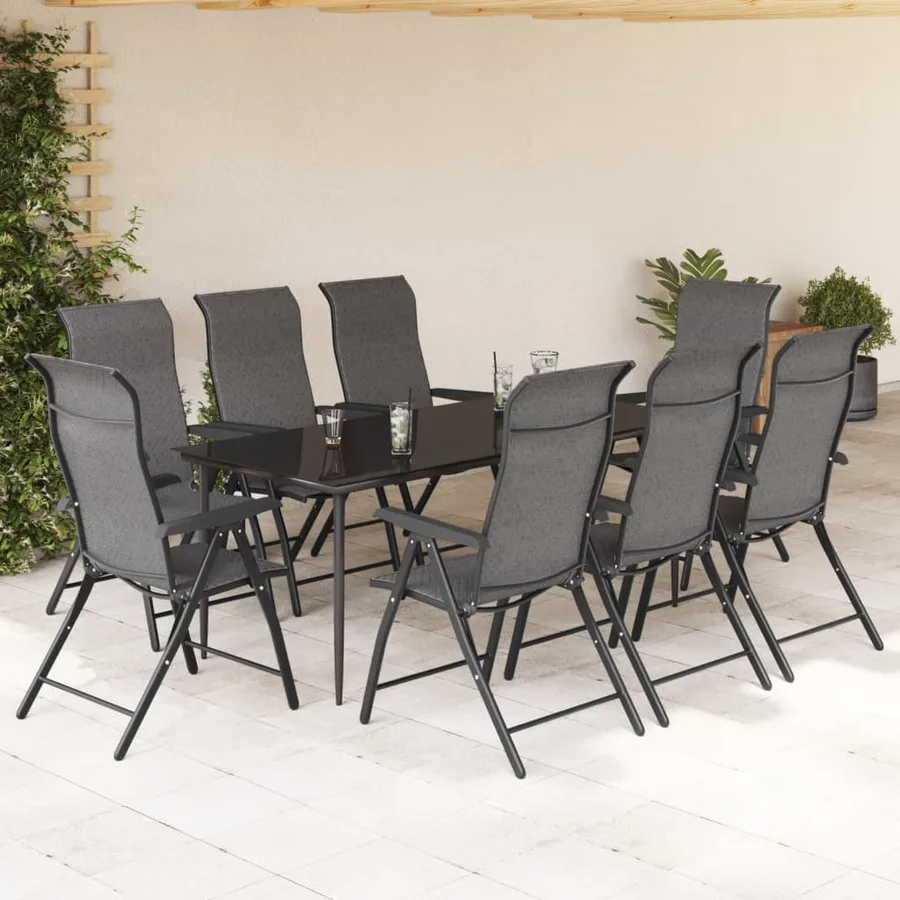 Chaises pliables de jardin lot de 8 gris résine tressée - 3