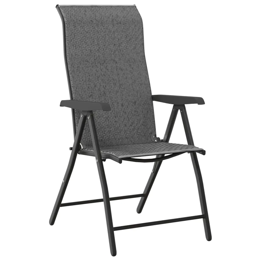 Chaises pliables de jardin lot de 8 gris résine tressée - 4