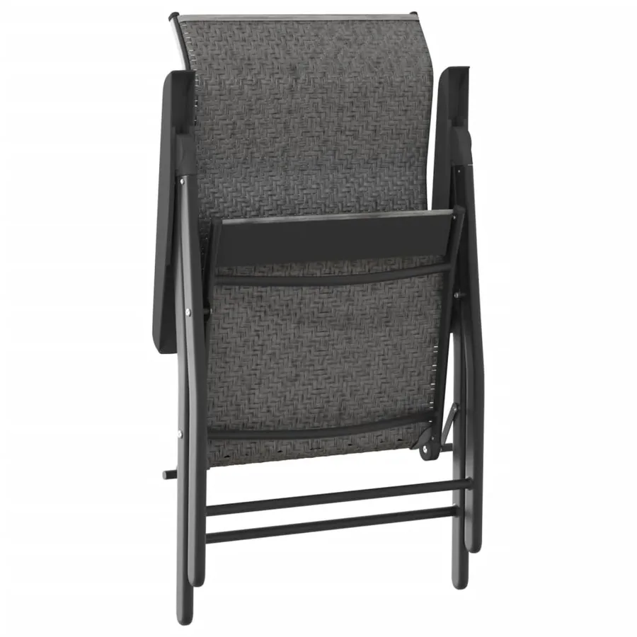 Chaises pliables de jardin lot de 8 gris résine tressée - 6