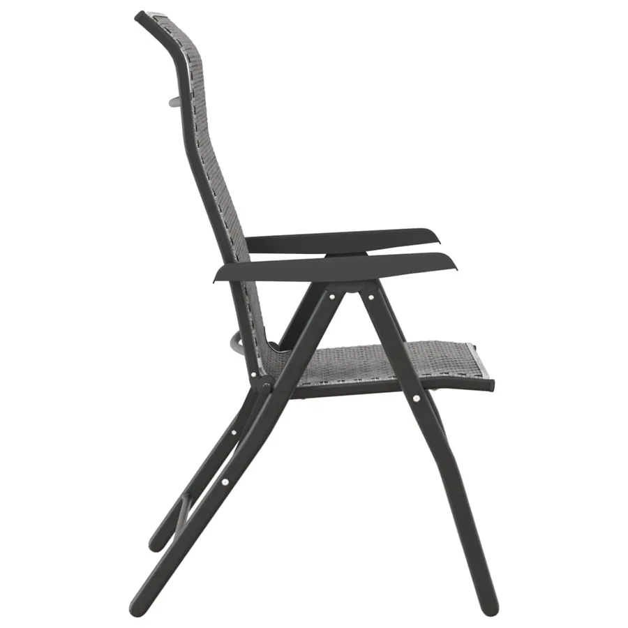 Chaises pliables de jardin lot de 8 gris résine tressée - 7