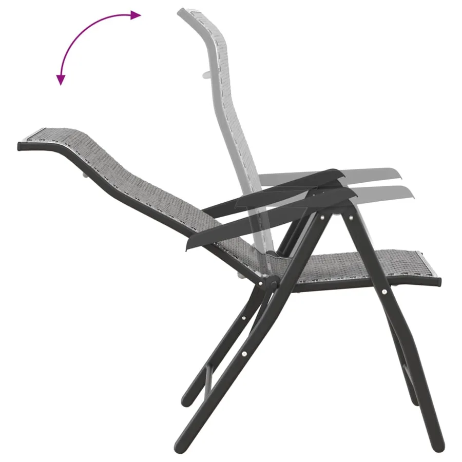 Chaises pliables de jardin lot de 8 gris résine tressée - 9