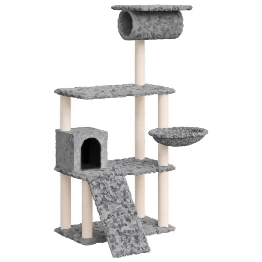 Arbre à chat avec griffoirs en sisal Gris clair 131 cm - 2