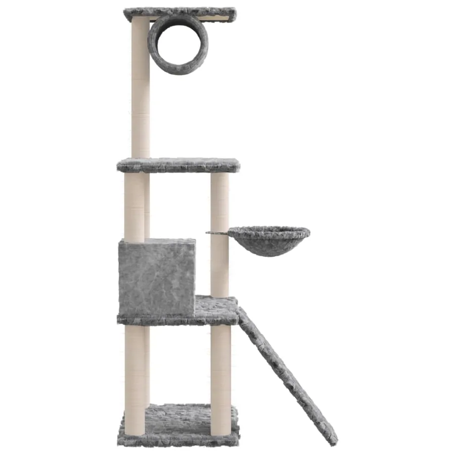 Arbre à chat avec griffoirs en sisal Gris clair 131 cm - 4