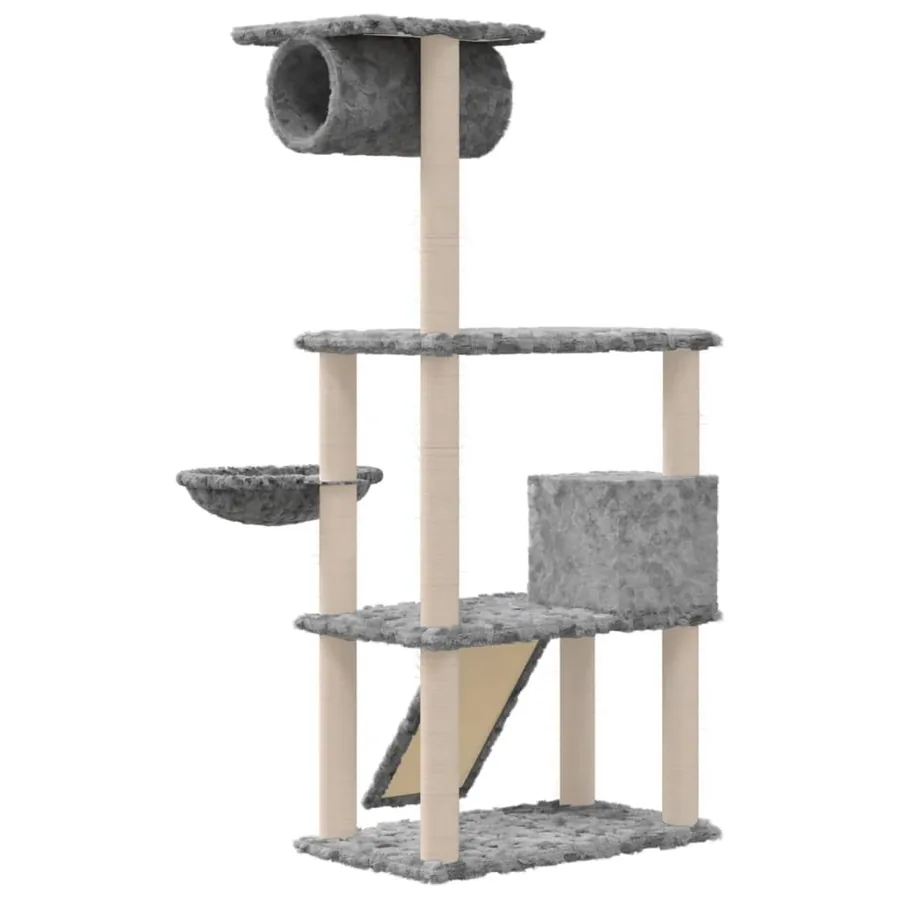 Arbre à chat avec griffoirs en sisal Gris clair 131 cm - 5
