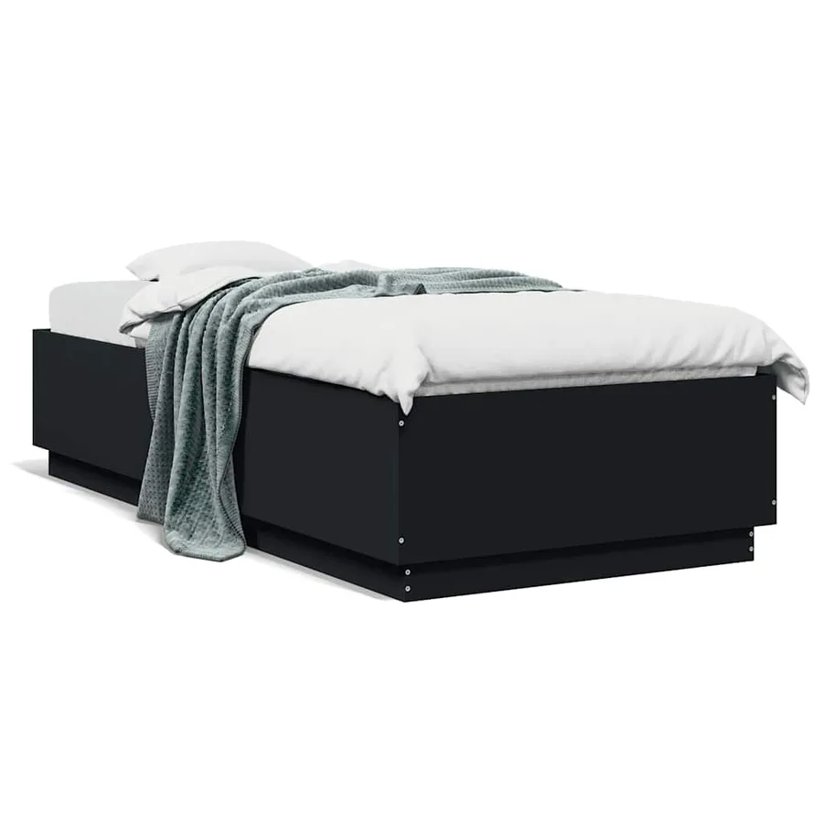 Cadre de lit sans matelas noir 100x200 cm - 2