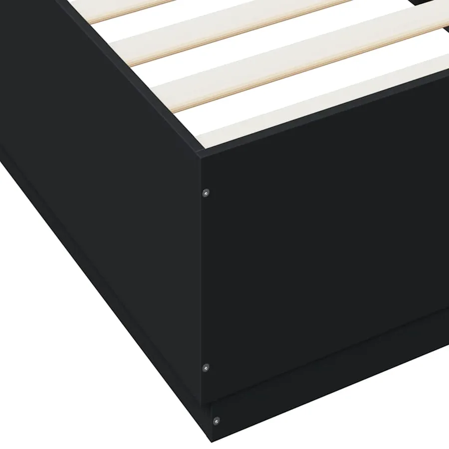 Cadre de lit sans matelas noir 100x200 cm - 7