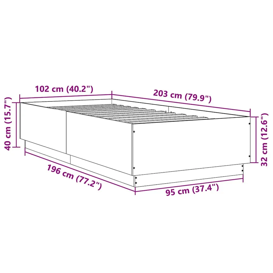 Cadre de lit sans matelas chêne fumé 100x200 cm - 9