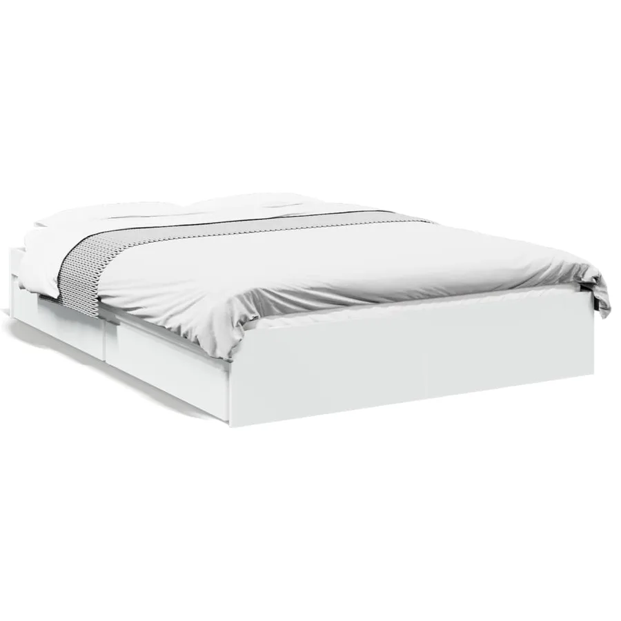 Cadre de lit avec tiroirs sans matelas blanc 140x200 cm - 2