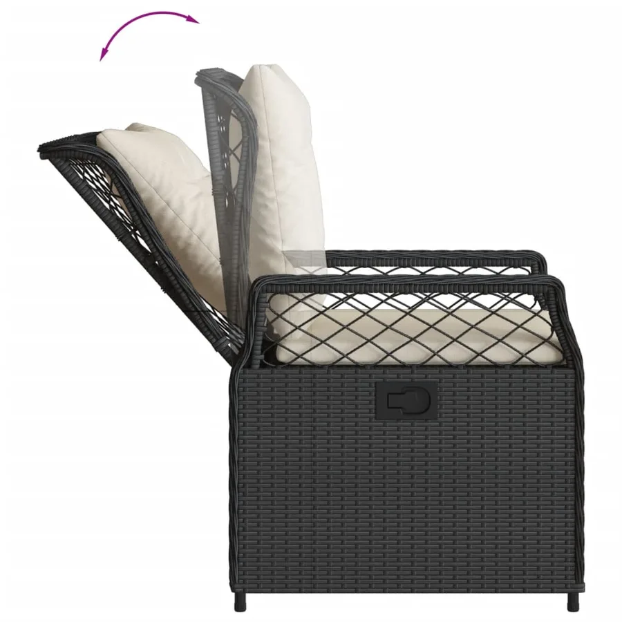 Ensemble à manger de jardin avec coussins 3 pcs Noir - 5
