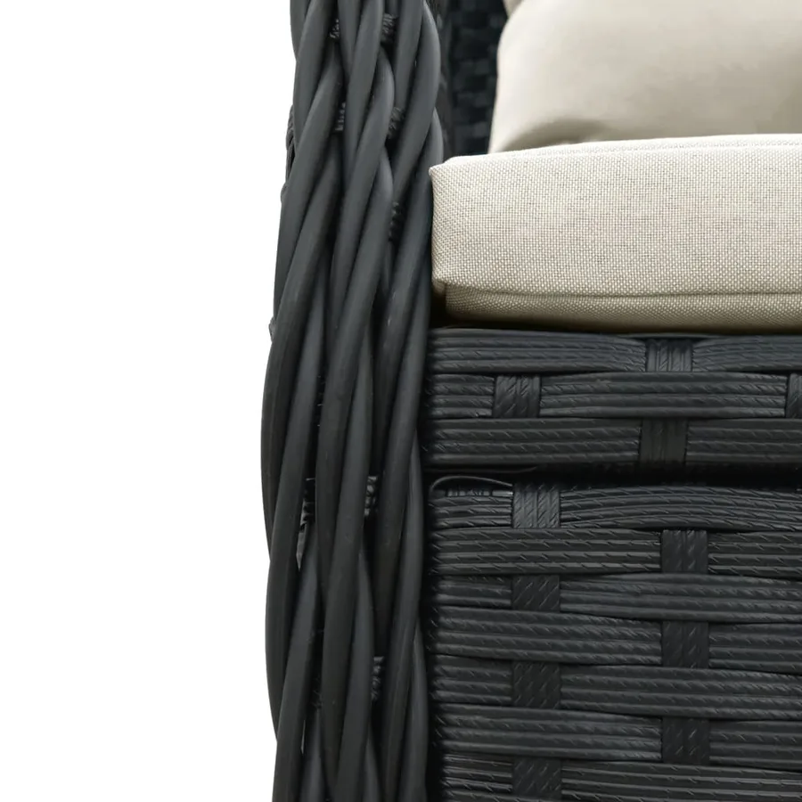Ensemble à manger de jardin avec coussins 3 pcs Noir - 7