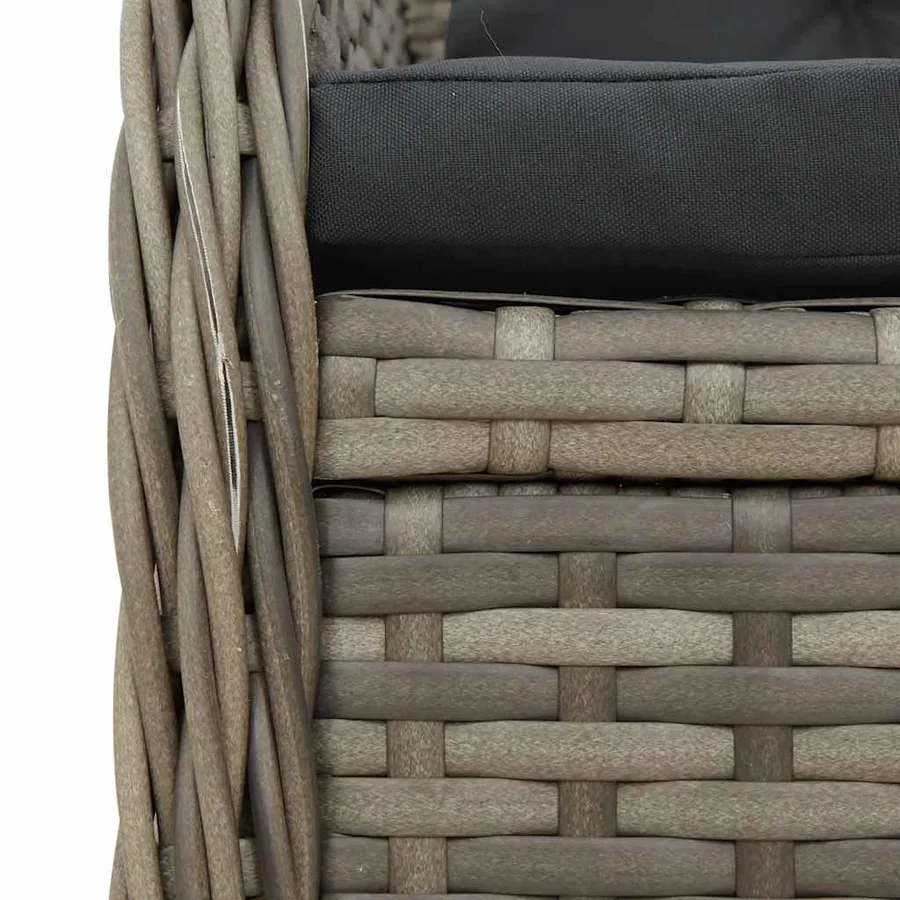 Ensemble à manger de jardin et coussins 7 pcs gris rotin - 6