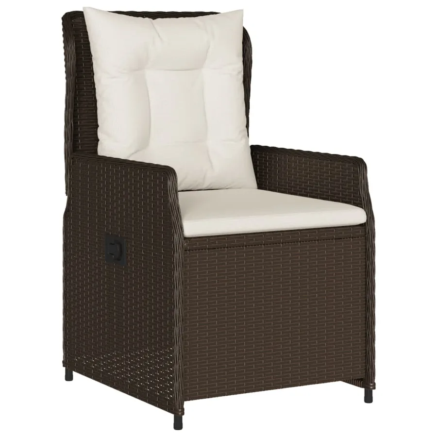 Ensemble à manger de jardin 5 pcs et coussins marron poly rotin - 3