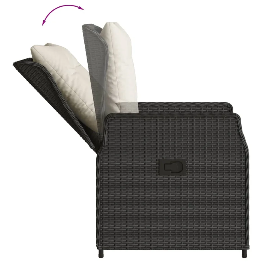 Ensemble à manger de jardin coussins 5pcs Noir Résine tressée - 4