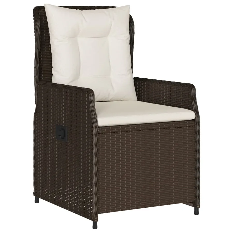 Ensemble à manger de jardin 5 pcs et coussins marron poly rotin - 3
