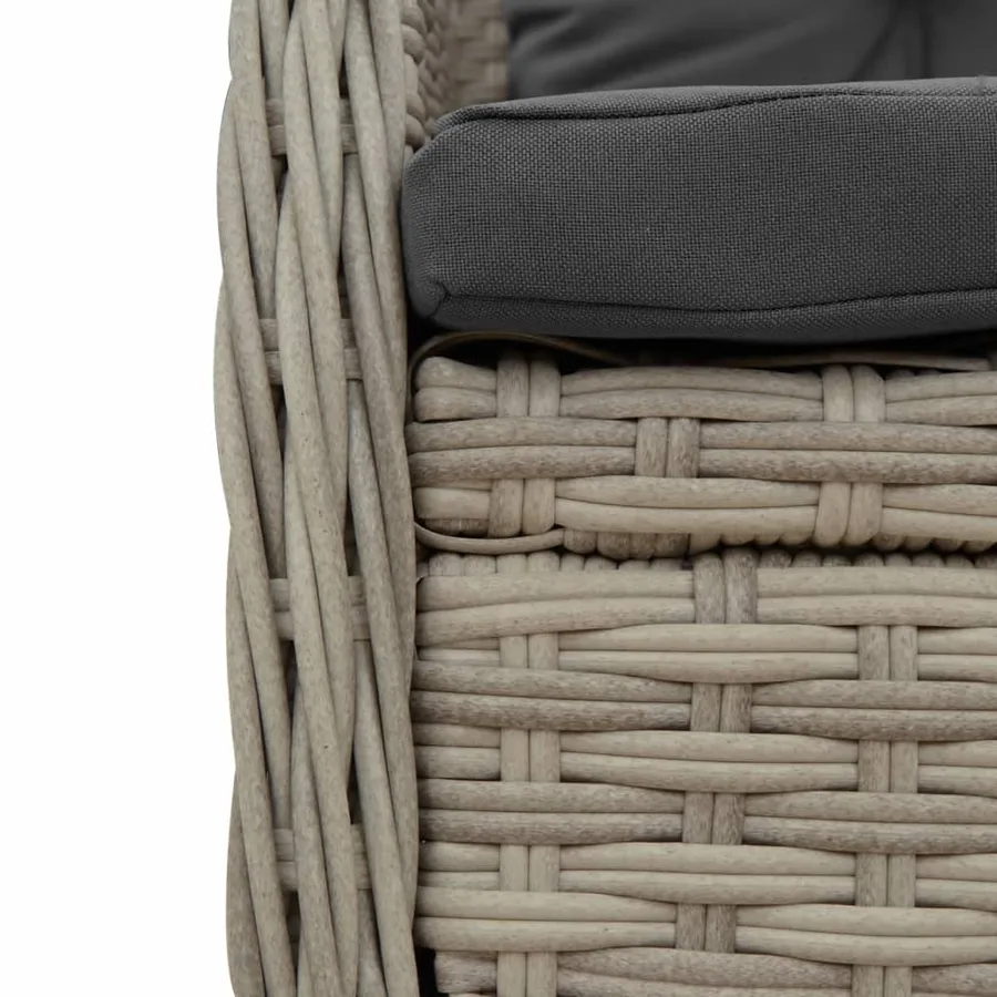 Ensemble à manger de jardin et coussins 5 pcs gris clair rotin - 6