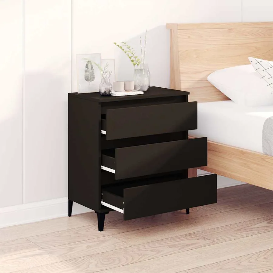 Buffet Noir 60x35x70 cm Bois d'ingénierie - 3