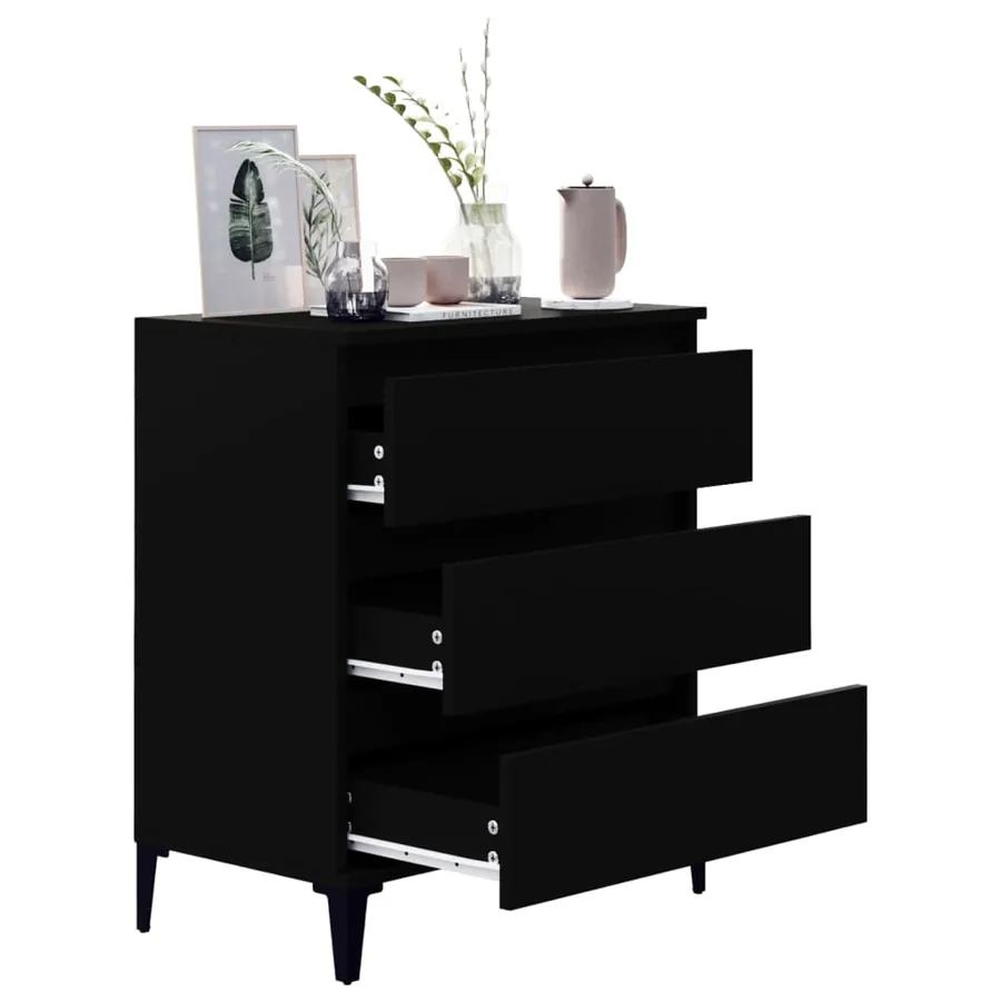 Buffet Noir 60x35x70 cm Bois d'ingénierie - 4