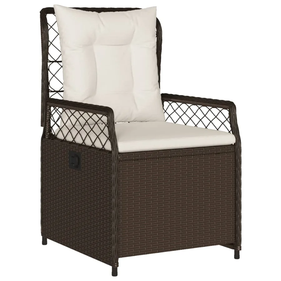 Ensemble à manger de jardin et coussins 9 pcs marron poly rotin - 3