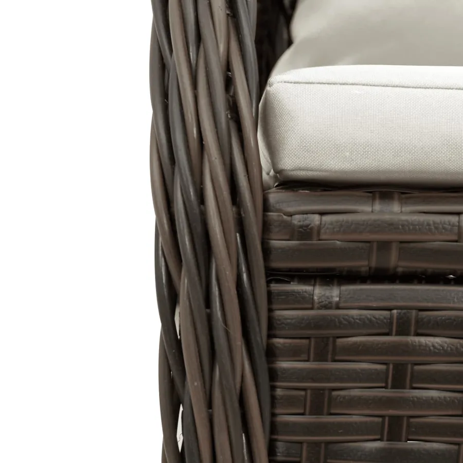 Ensemble à manger de jardin et coussins 9 pcs marron poly rotin - 6