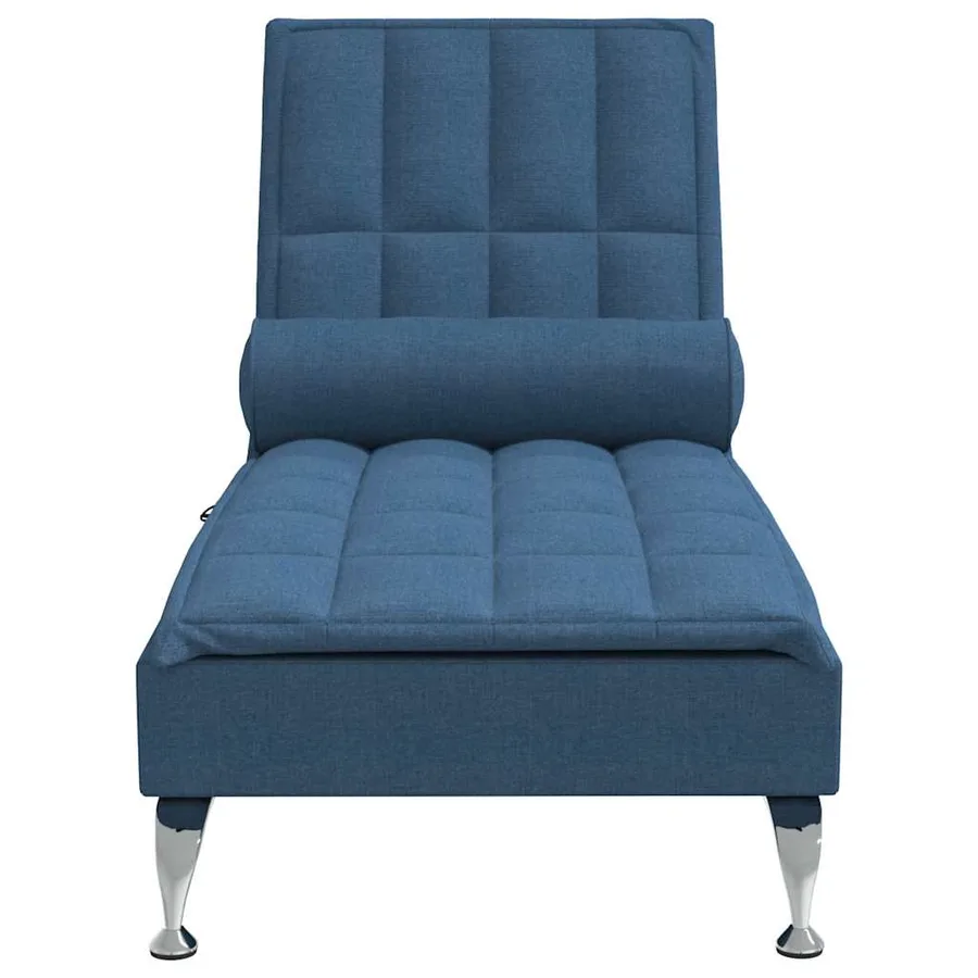 Chaise longue de massage avec traversin bleu tissu - 4