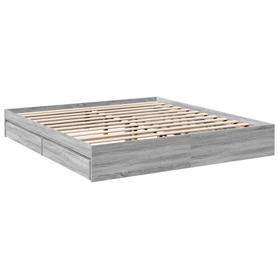 Cadre de lit avec tiroirs sans matelas sonoma gris 180x200 cm - 6