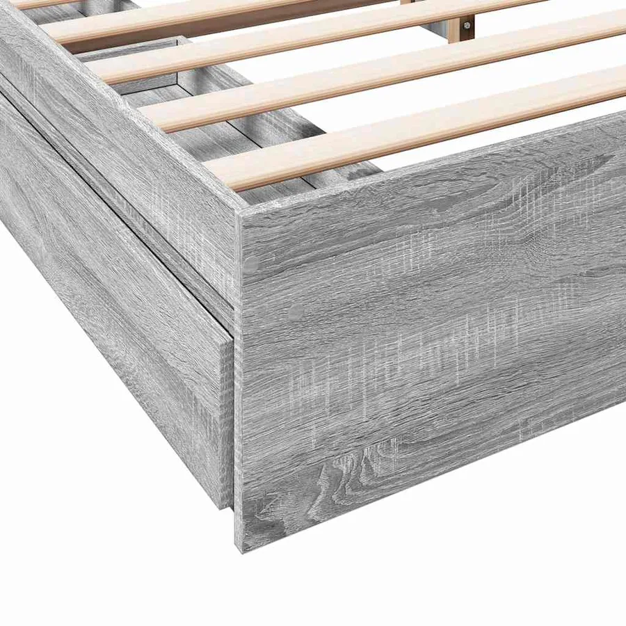 Cadre de lit avec tiroirs sans matelas sonoma gris 180x200 cm - 8