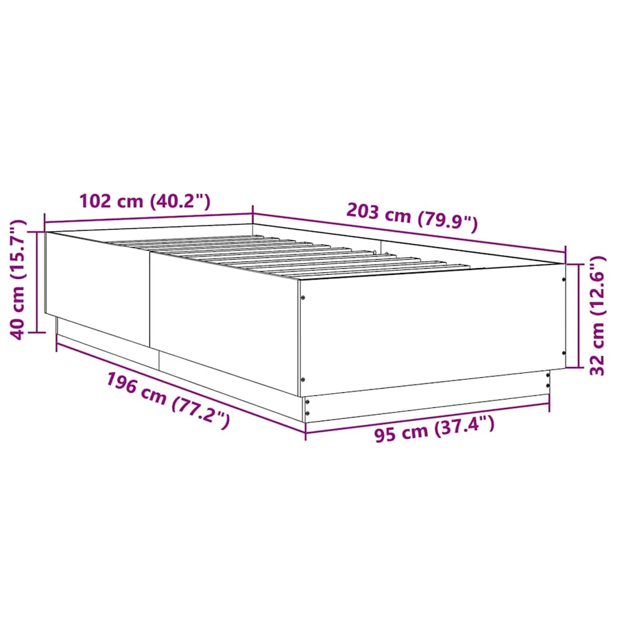 Cadre de lit sans matelas chêne marron 100x200 cm - 9