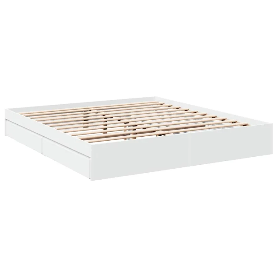 Cadre de lit avec tiroirs sans matelas blanc 180x200 cm - 3
