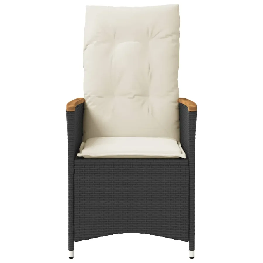 Chaise inclinable de jardin avec coussins noir résine tressée - 4