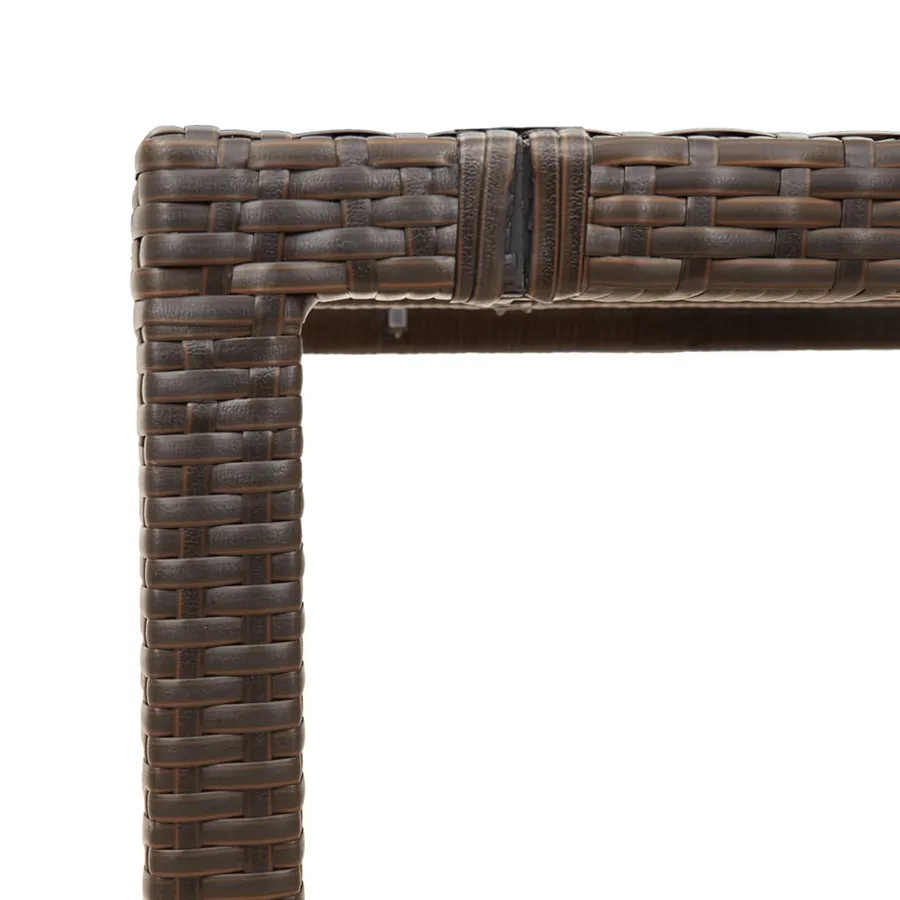 Table de jardin avec dessus en verre marron résine tressée - 9
