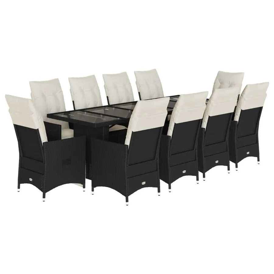 Ensemble de bistro de jardin 11 pcs coussins noir poly rotin - 2