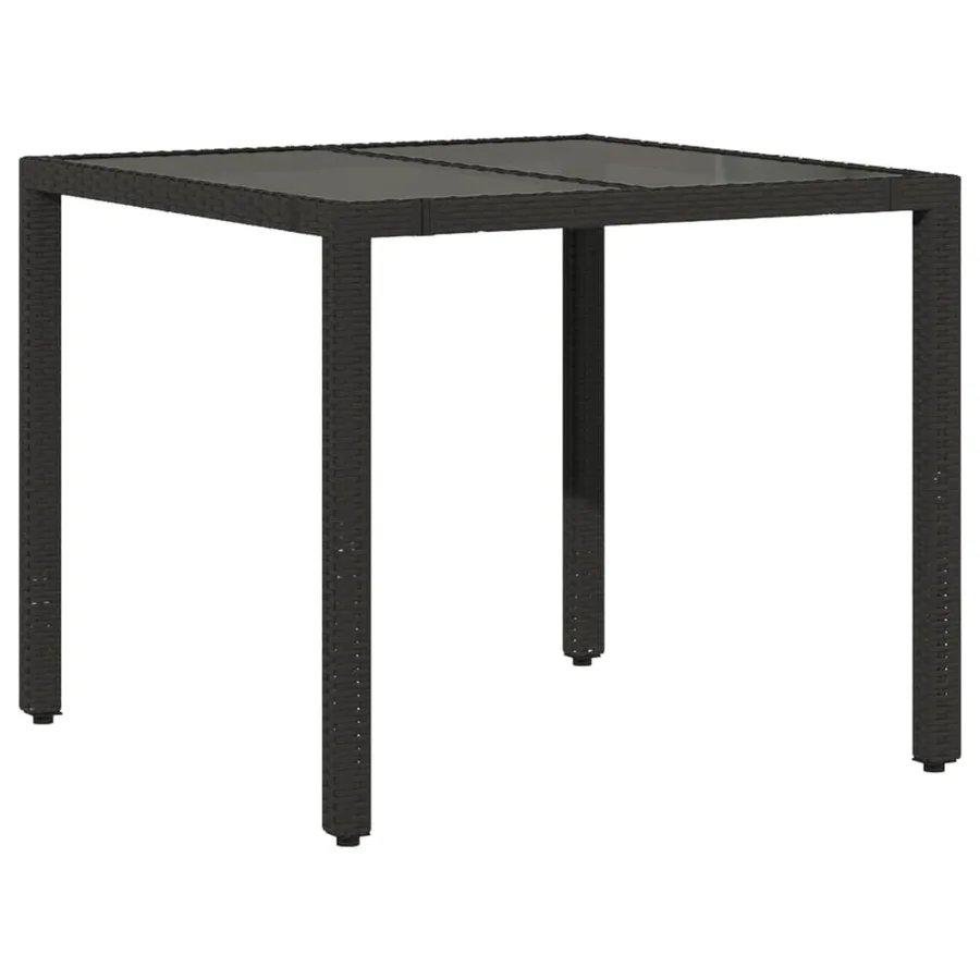 Ensemble à manger de jardin coussins 5pcs Noir Résine tressée - 5
